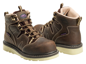 Women's Wedge Brown Carbon Toe EH WP 6" Work Boot